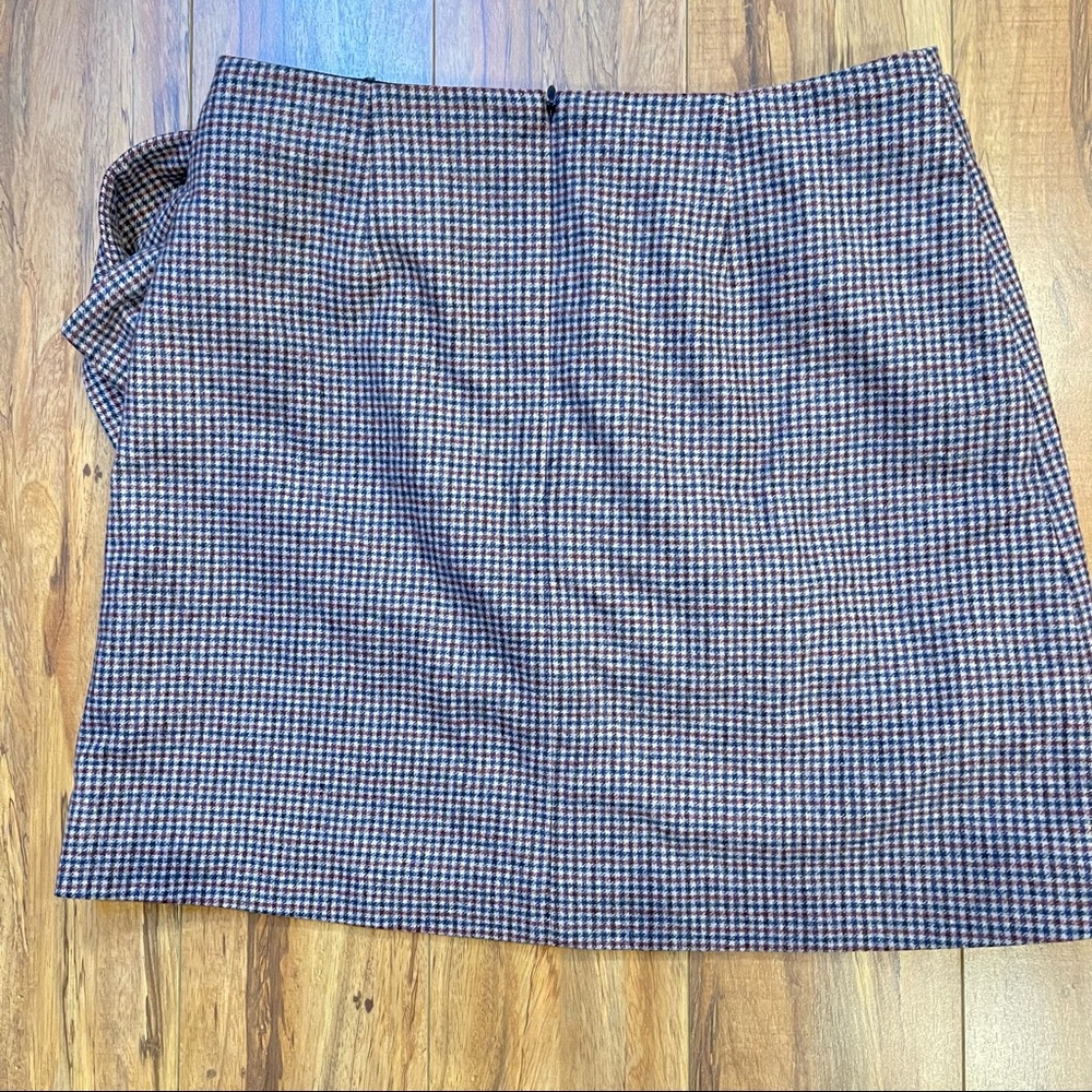 Aritzia Wil­fred Wrap Style Muted Red&Blue Plaid Wool Cashmere Mini Skirt Size S - Picture 11 of 16